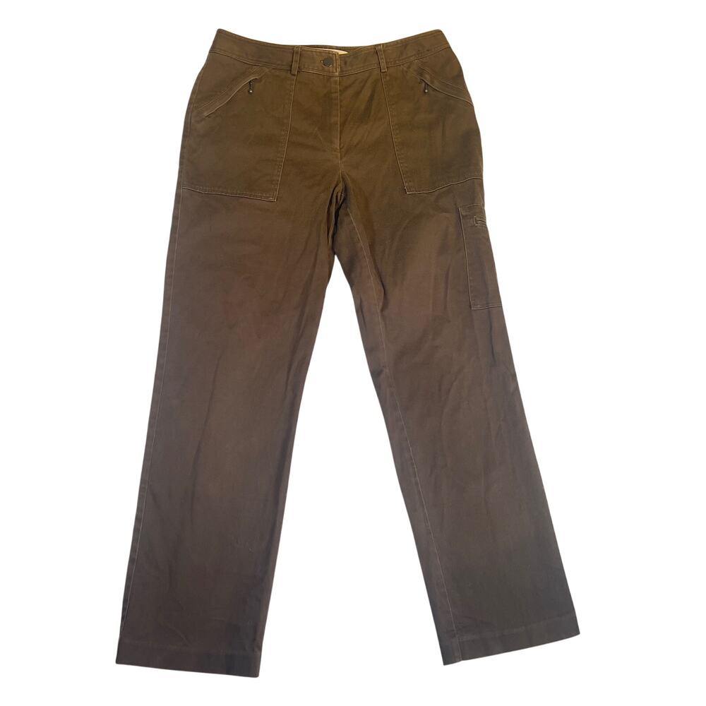 Sutton Studio X Bloomingdale Cargo Chino Pant Woman 12 W32 L30 Brown Zip Pocket